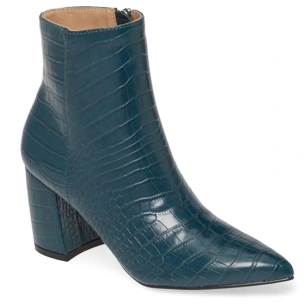 Steve Madden Nadalie Pointed Toe Bootie - Turqoise Croc